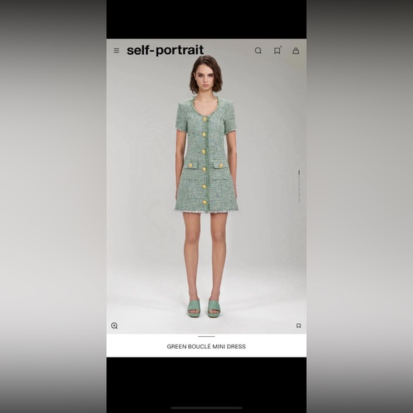 Self-Portrait Dresses & Skirts - Self Portrait GREEN BOUCLÉ MINI DRESS